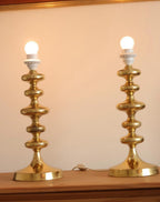 Pair of Swedish Brass Bobbin Table lamp