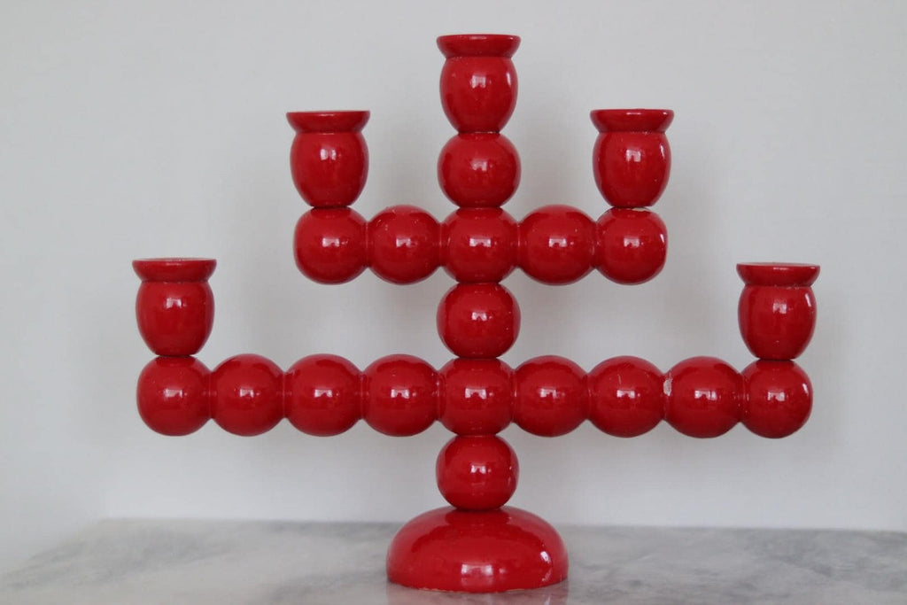Swedish Mid Century  Five-Arm  Bobbin Candelabra