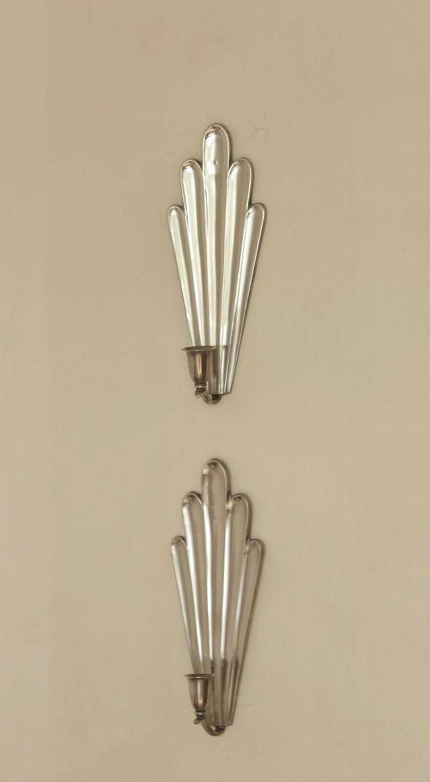 1930's Pair Of Mid Century Swedish Grace Style Pewter Sconces by C.G. Hallberg, Stockholm