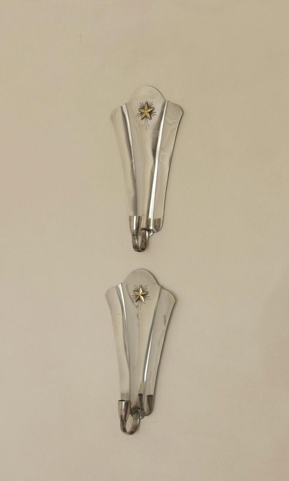 Pair Of Mid Century Swedish Pewter Sconces