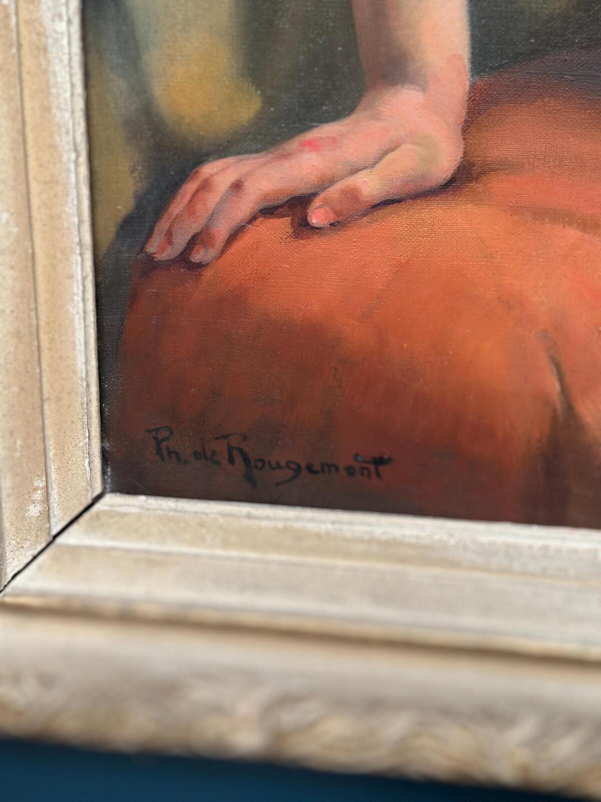 Sittande kvinna vid spegel By Philippe de Rougemont (1891–1965)