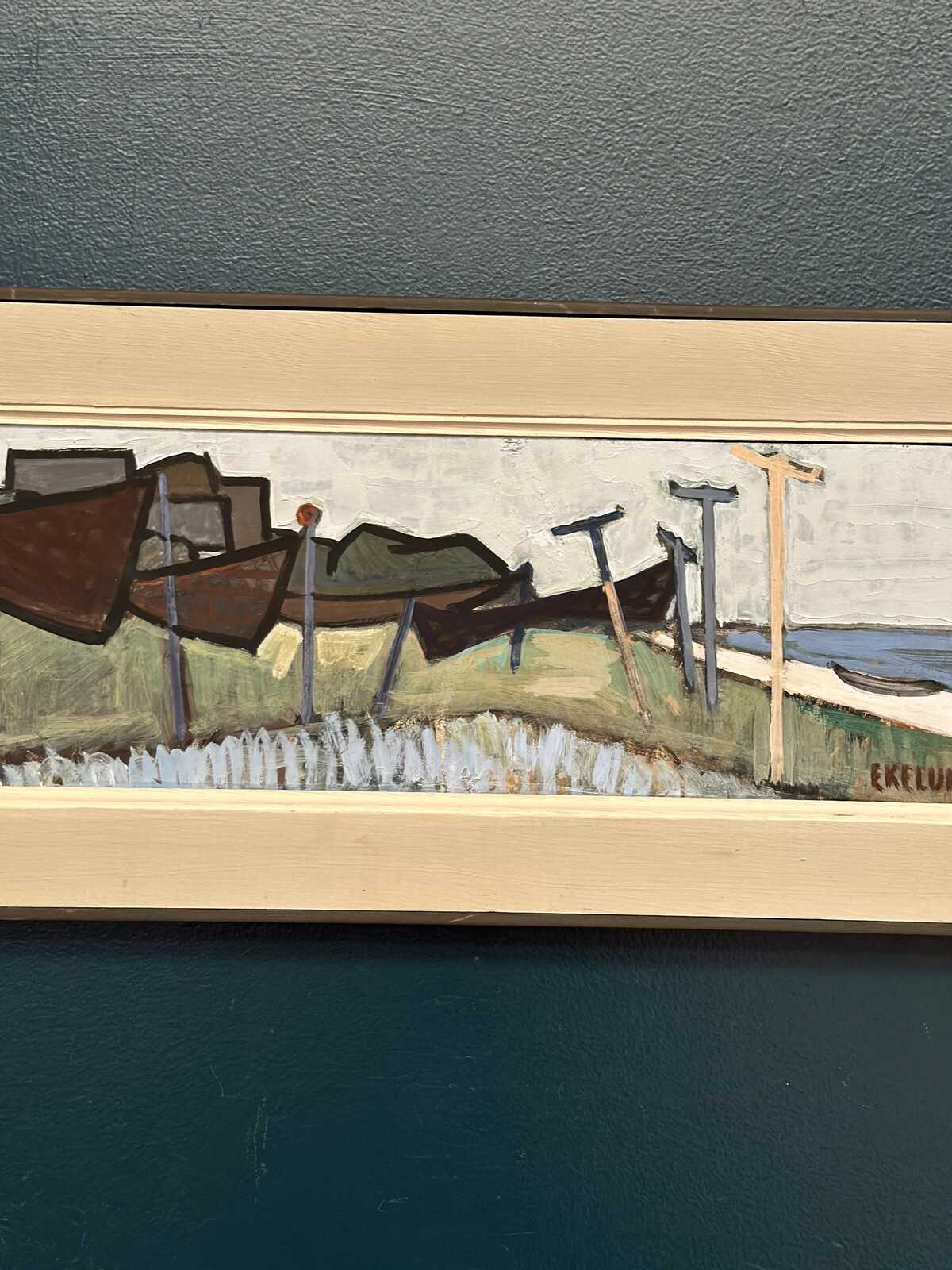 “Coastal Landscape with Beached Boats” by Ivar Ekelund (1908–2002)