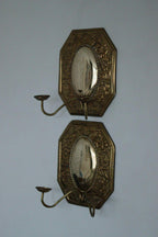 Pair of Mid-Century Swedish Brass Octagonal Double Arm Sconces