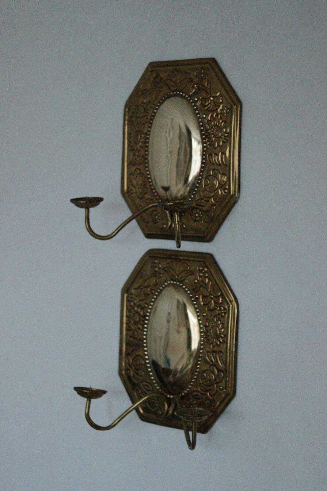 Pair of Mid-Century Swedish Brass Octagonal Double Arm Sconces