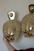 Pair Large baroque Style Mid Century Swedish Brass Sconces
