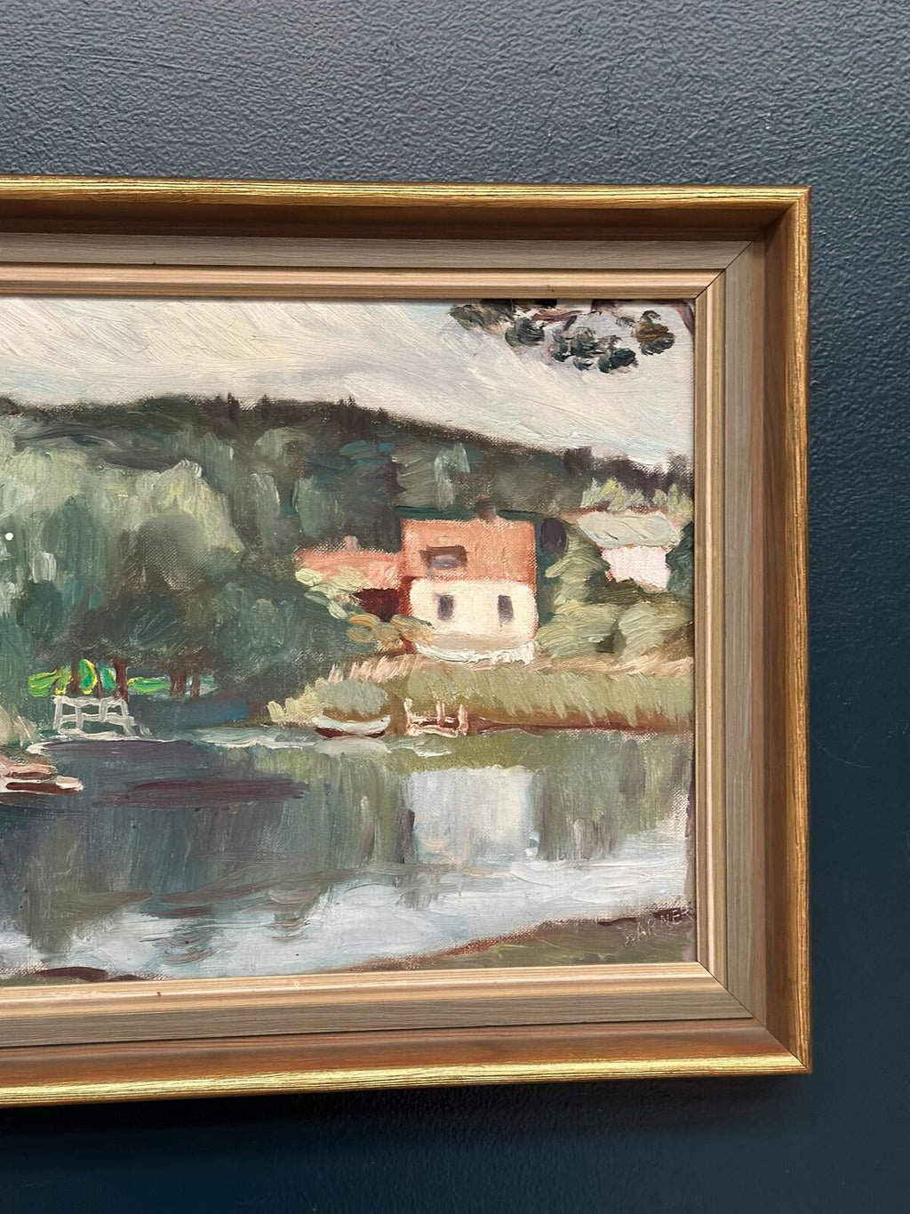 “Lake with Houses” by G. Arner
