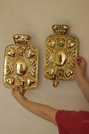 Pair Of Baroque Style Swedish Brass Sconces