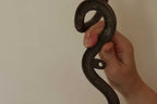 Pair of Egyptian Revival Style Engraved Brass Enameled Cobra Sconces
