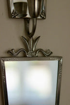 Pair of Mid Century Swedish Pewter Sconces with Mirror