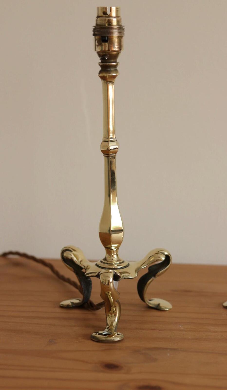Pair Of  Victorian Antique Brass Pullman Railway Carriage Table Lamps