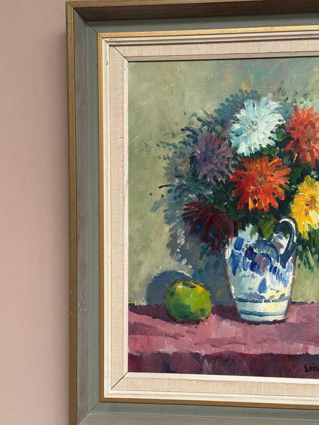 “Asters in Ceramic Vase” by Eric Lundgren