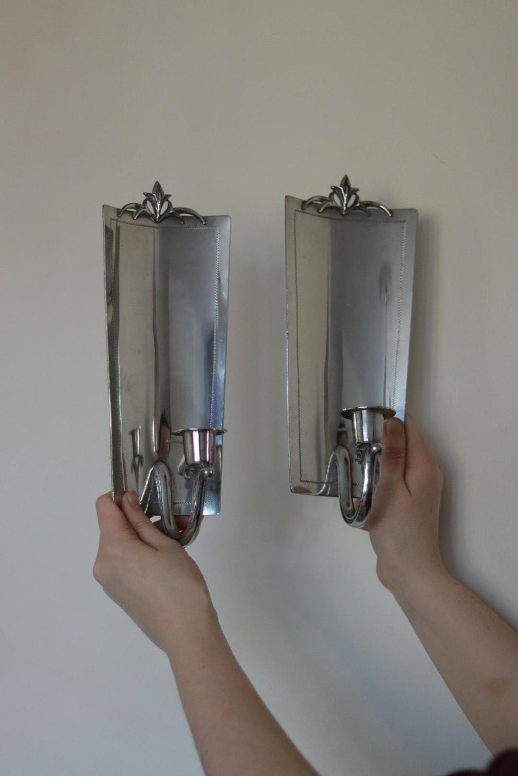 Pair of Mid Century Swedish Pewter Sconces by Svenskt Tenn