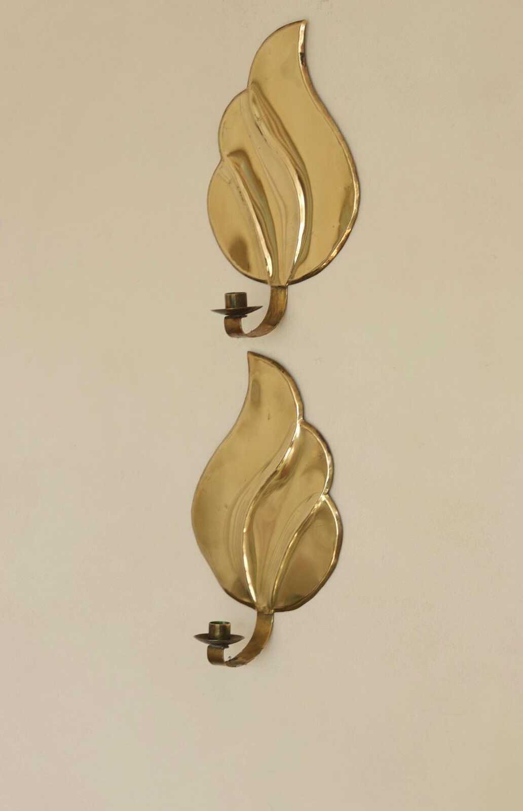 Pair Of Mid Century Swedish Brass Sconces