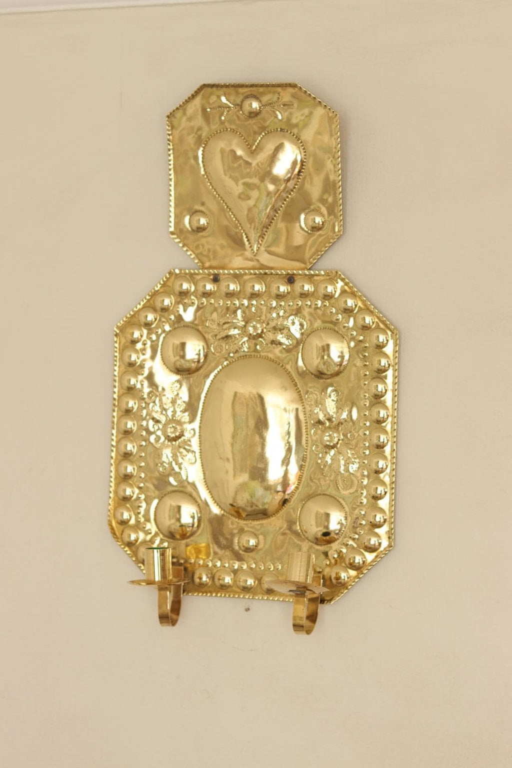 Large Baroque Style  Mid-Century Double Arms Brass Swedish Sconces