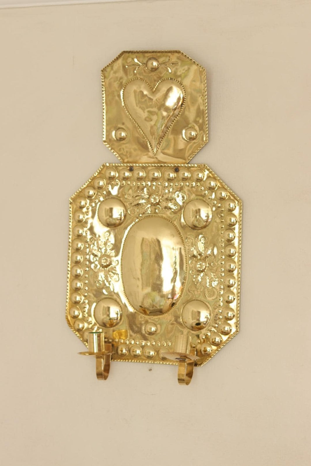 Large Baroque Style  Mid-Century Double Arms Brass Swedish Sconces
