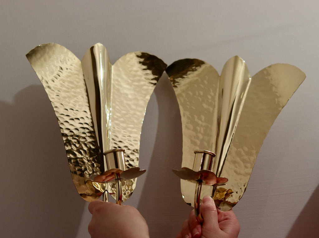 Pair of Mid-Century Brass Swedish Sconces