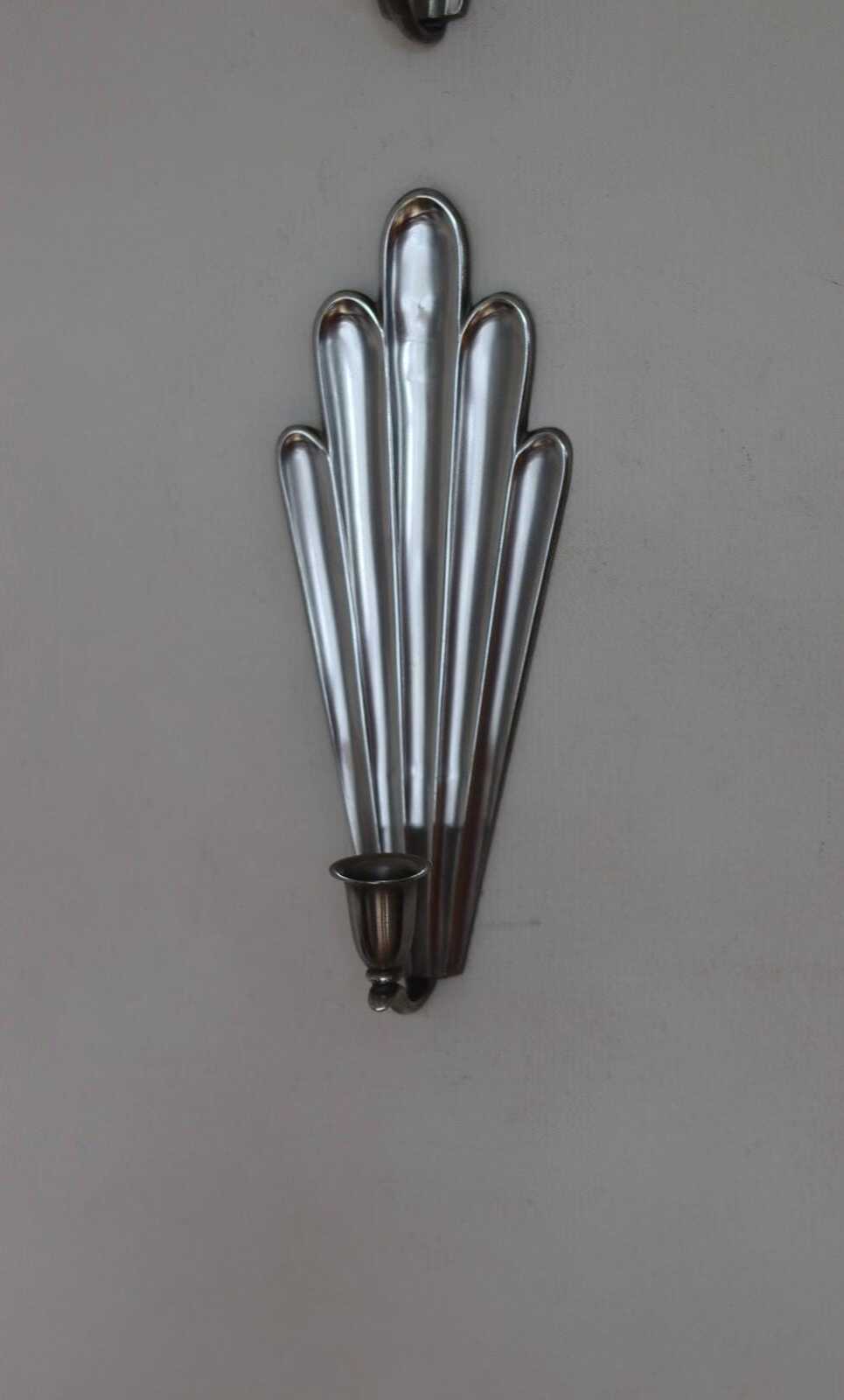 1930's Pair Of Mid Century Swedish Grace Style Pewter Sconces by C.G. Hallberg, Stockholm