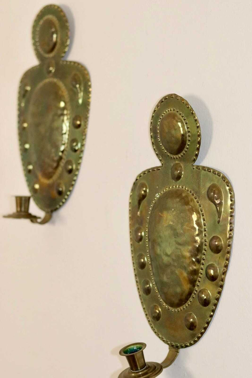 Baroque Style  Mid-Century Brass Swedish Sconces