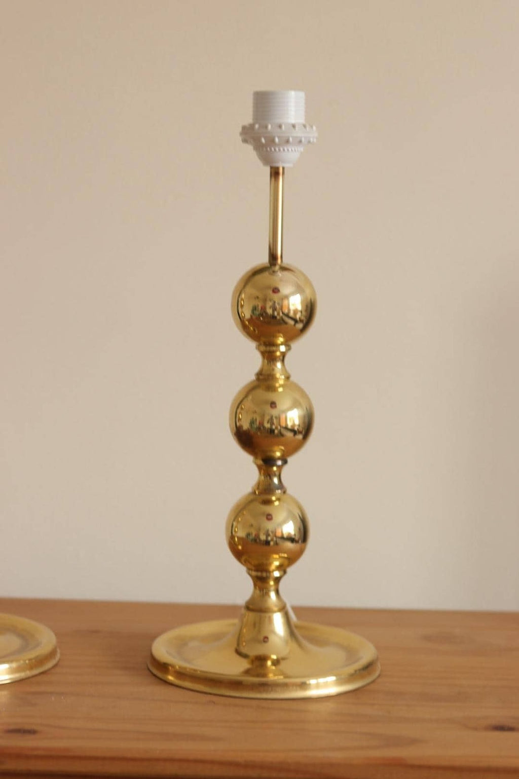 1970's Pair of Brass Bobbin Table lamps