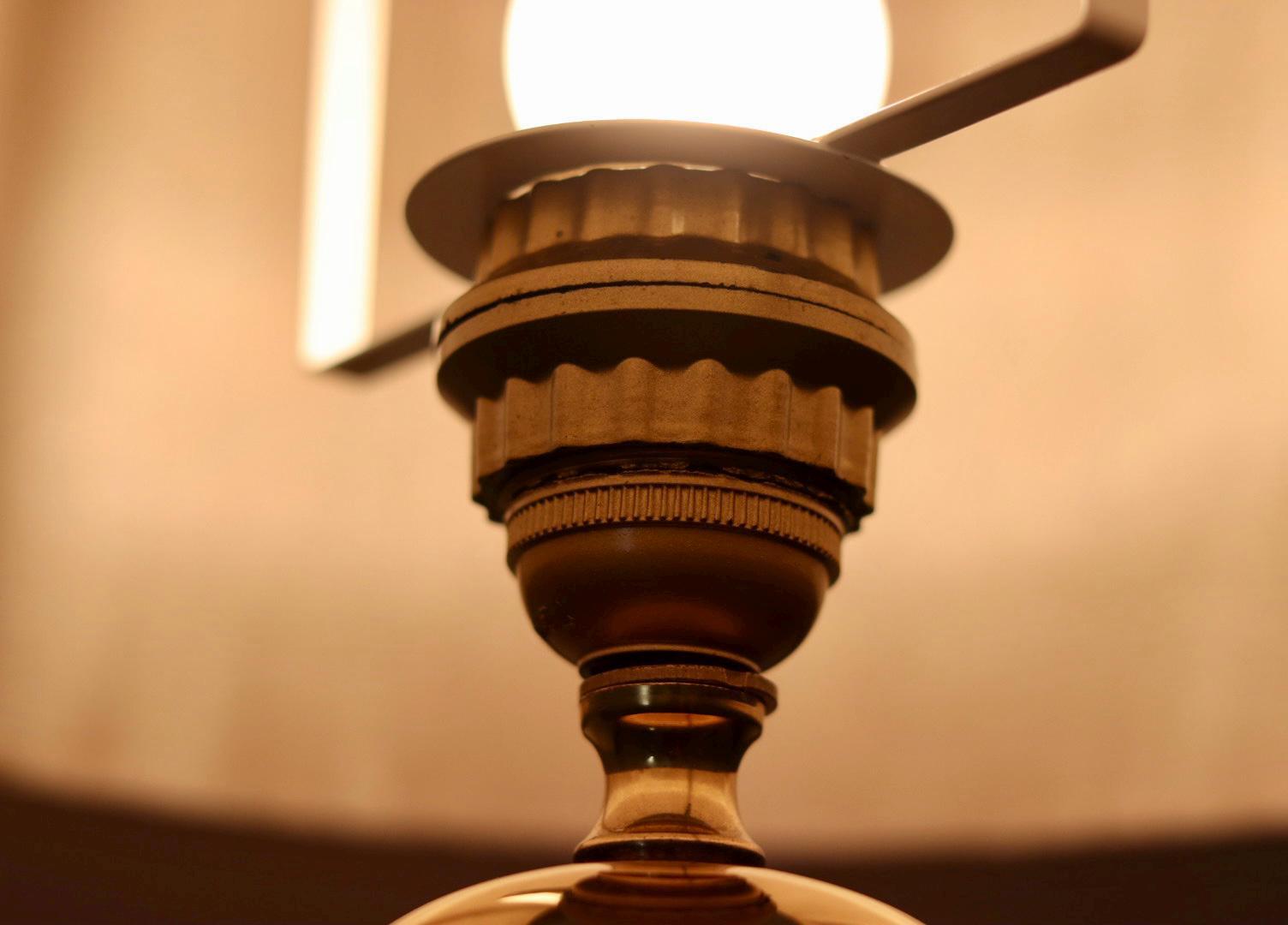 Tall Swedish Brass Bobbin lamp by Borens Borås