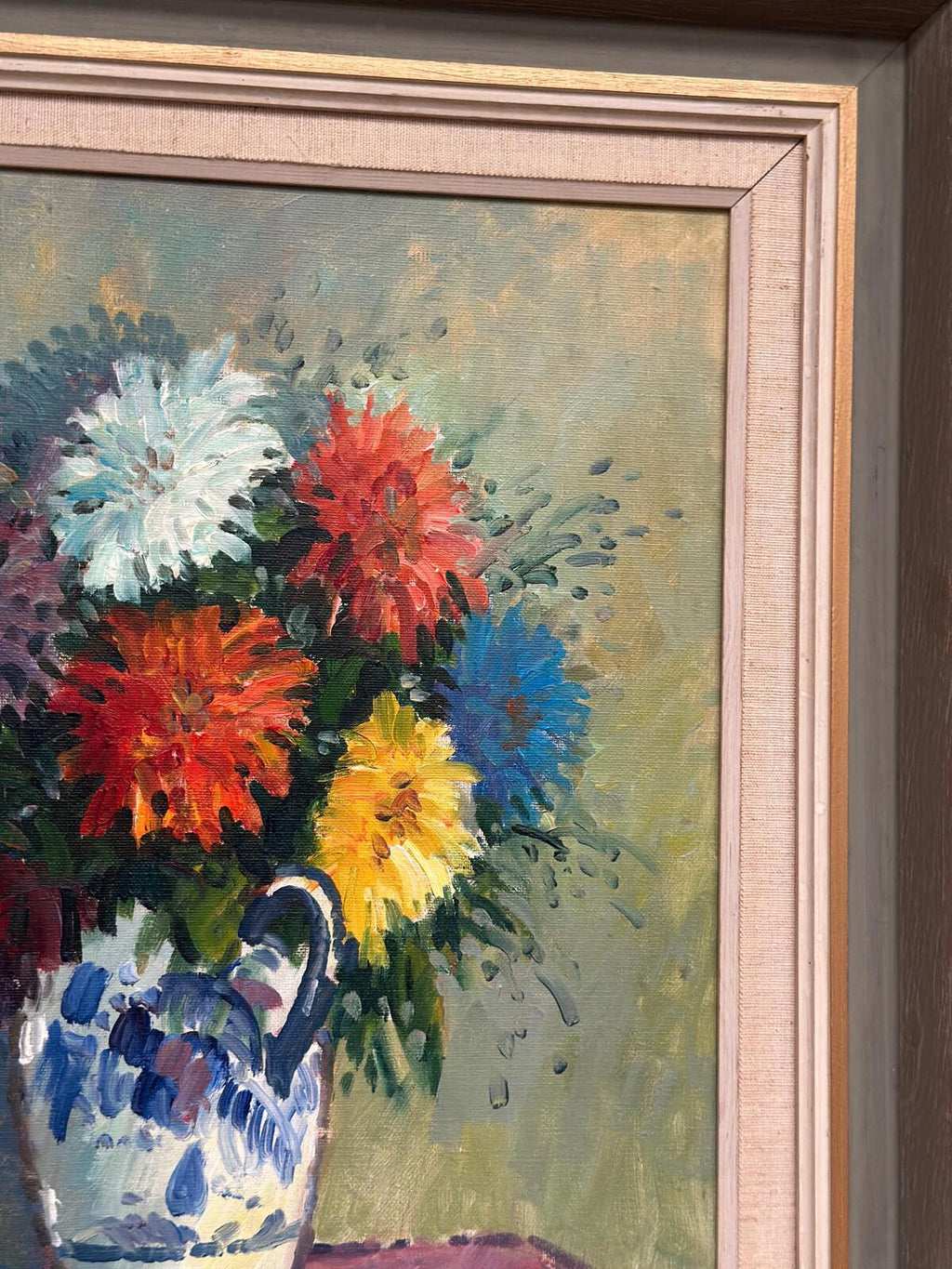 “Asters in Ceramic Vase” by Eric Lundgren