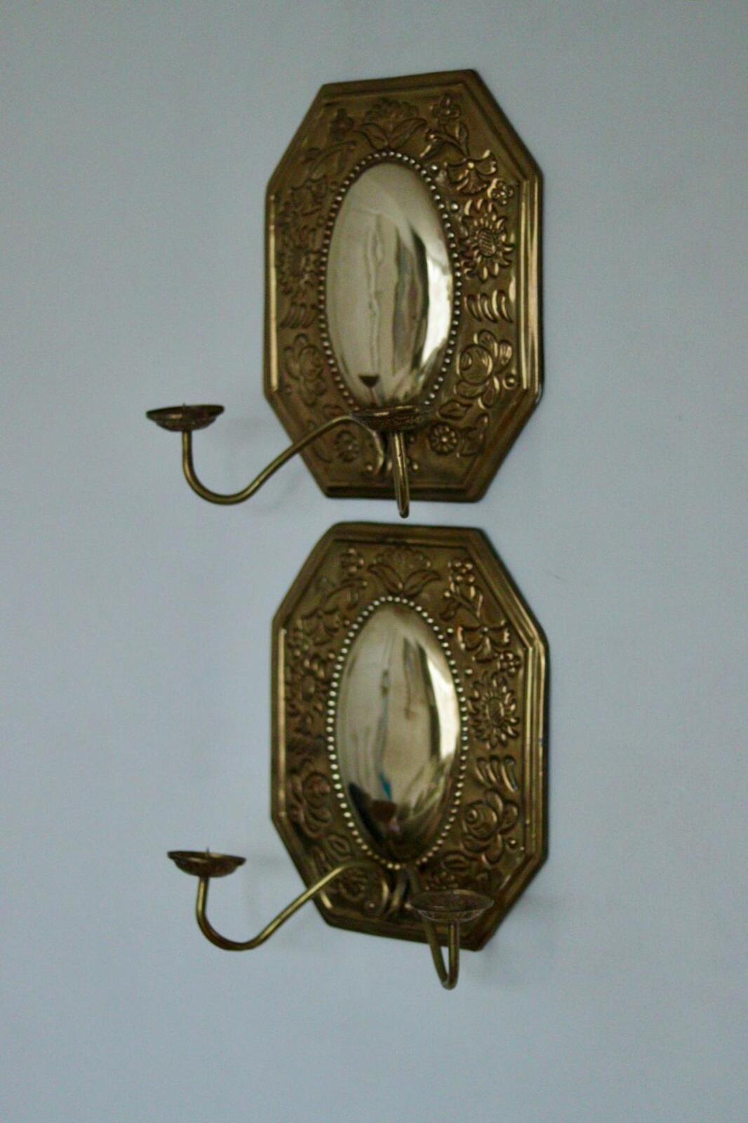 Pair of Mid-Century Swedish Brass Octagonal Double Arm Sconces
