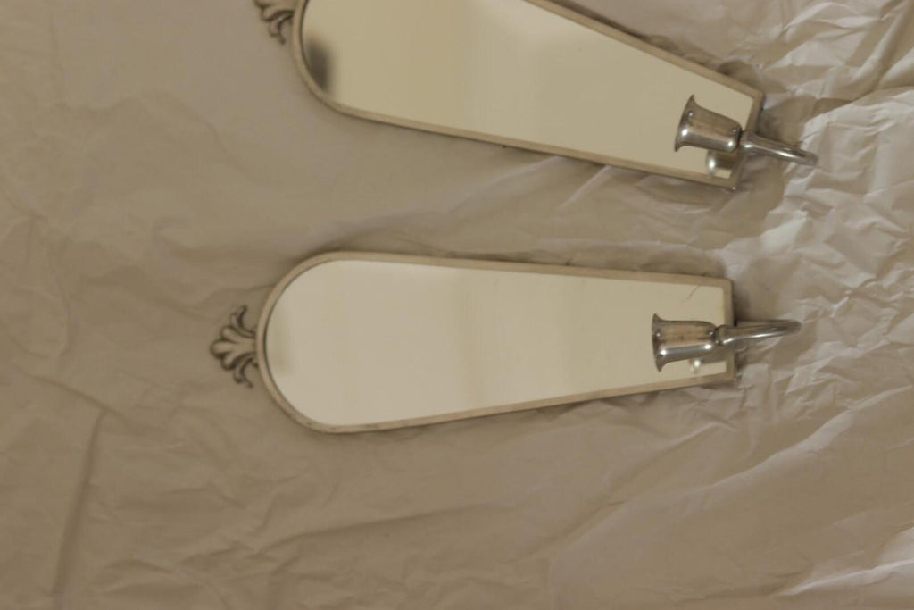 Pair of Mid Century Swedish Pewter Sconces with Mirror