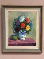 “Asters in Ceramic Vase” by Eric Lundgren