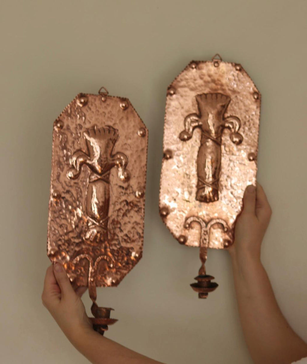 Pair of  Swedish Copper Wall Sconces