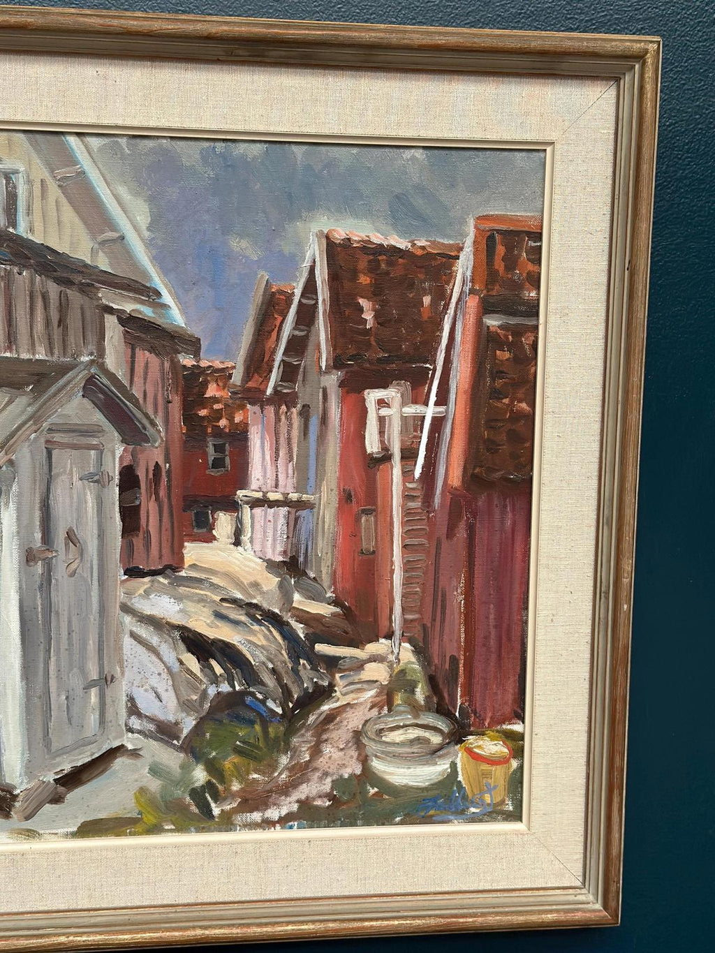“Red Cottages by Coast”