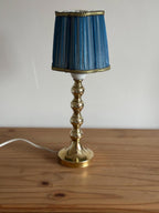 Pair of Mid Century Swedish Brass Lamps with French Scallop Shades