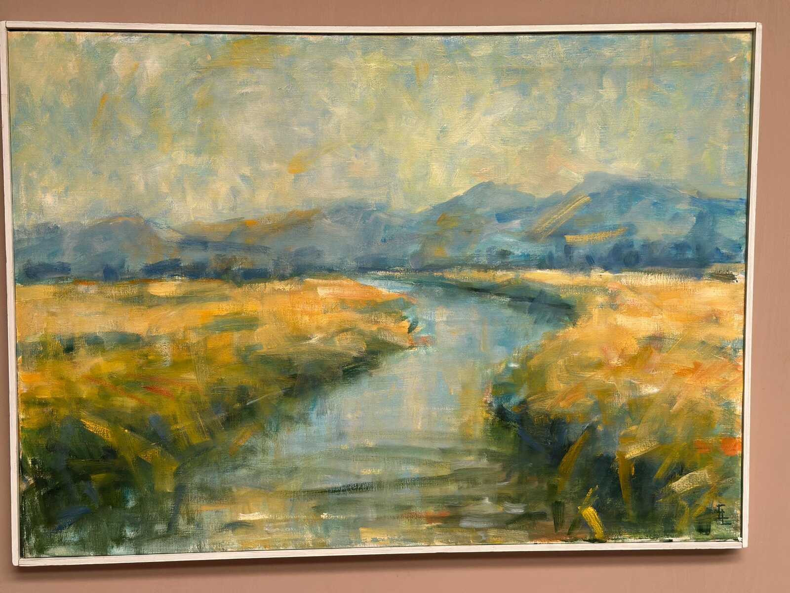 River Landscape with Mountains