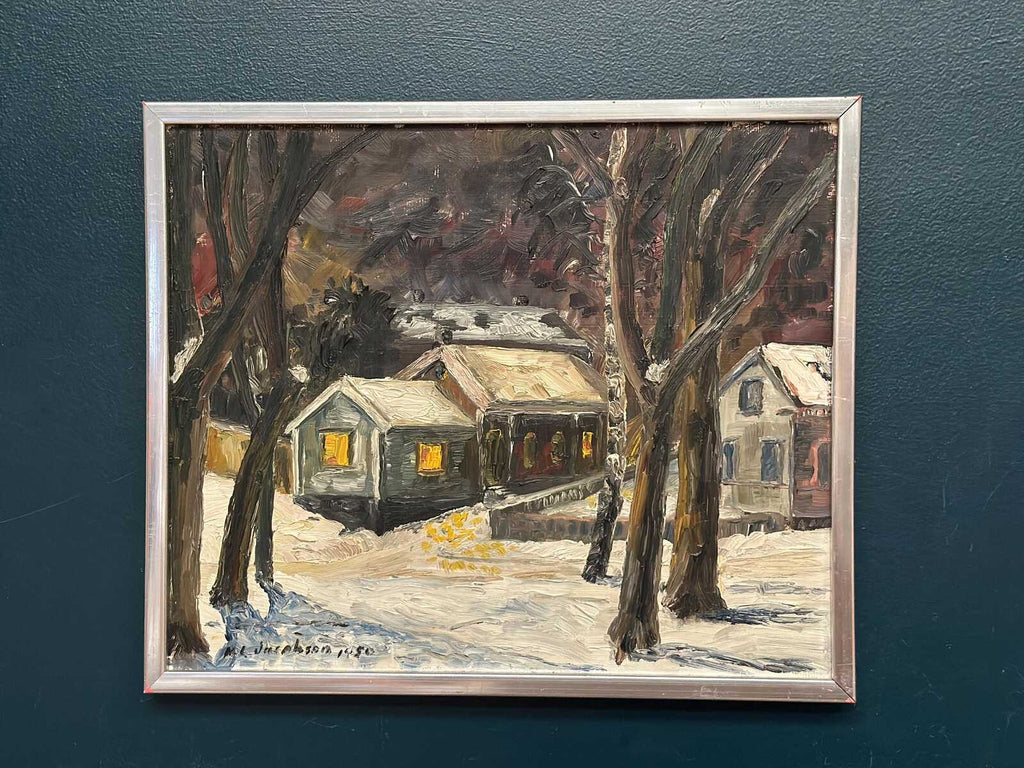 “Winter Landscape with House” by M. L. Jacobson
