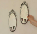 Pair of Mid Century Swedish Pewter Sconces with Mirror By Svenskt - Tenn