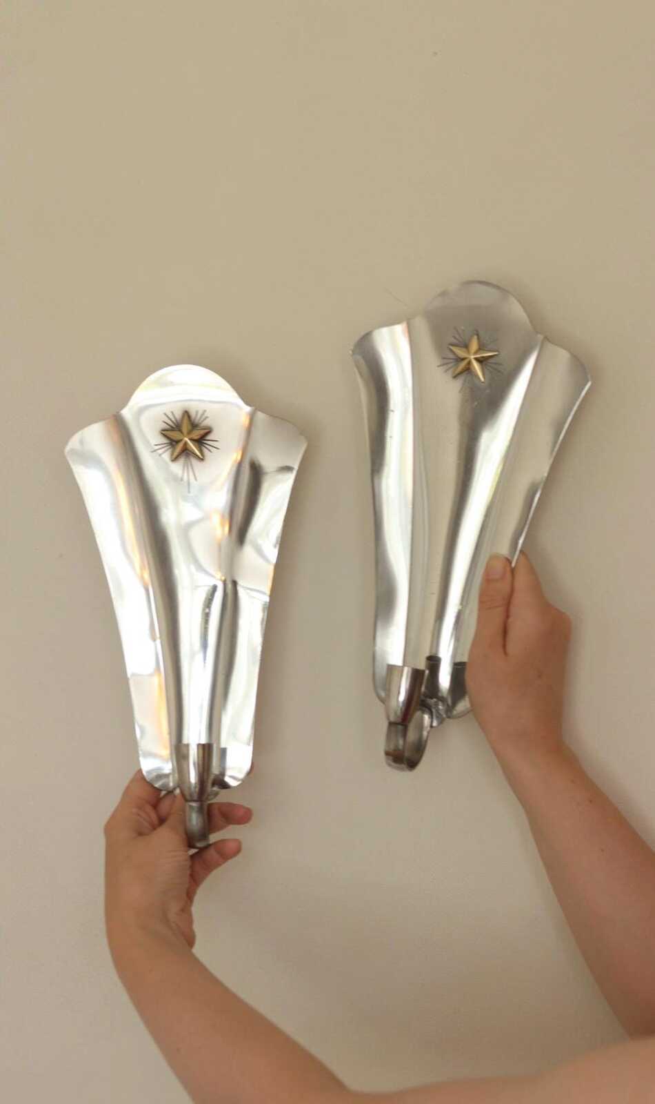 Pair Of Mid Century Swedish Pewter Sconces by GAB Sweden 1930s