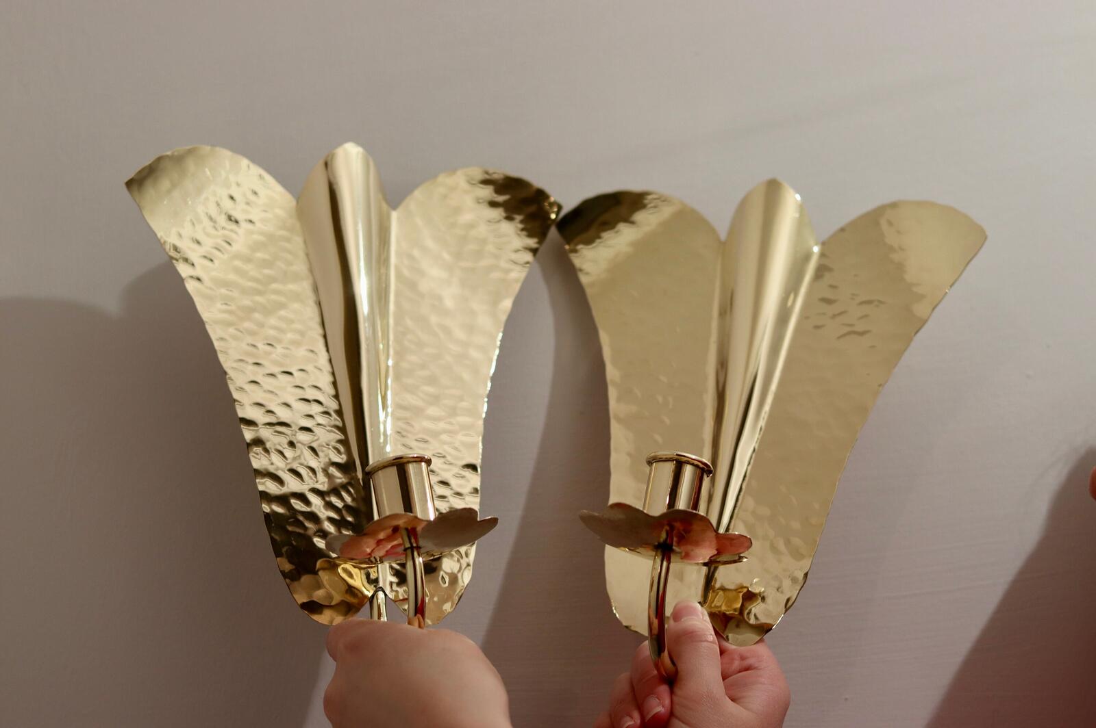 Pair of Mid-Century Brass Swedish Sconces