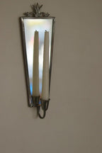 Pair of Mid Century Swedish Pewter Sconces with Mirror