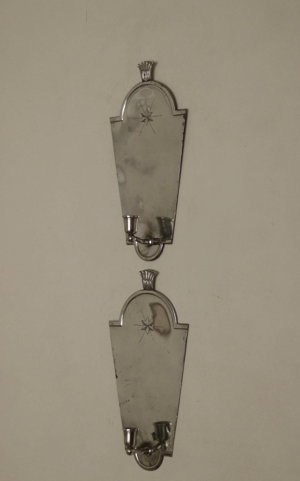 Pair of Mid Century Swedish Pewter Sconces by Svenskt Tenn