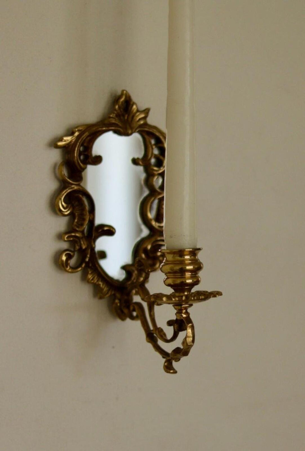 Pair of Mid-Century Swedish Brass Sconces with Mirrors
