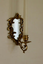 Pair of Mid-Century Swedish Brass Sconces with Mirrors
