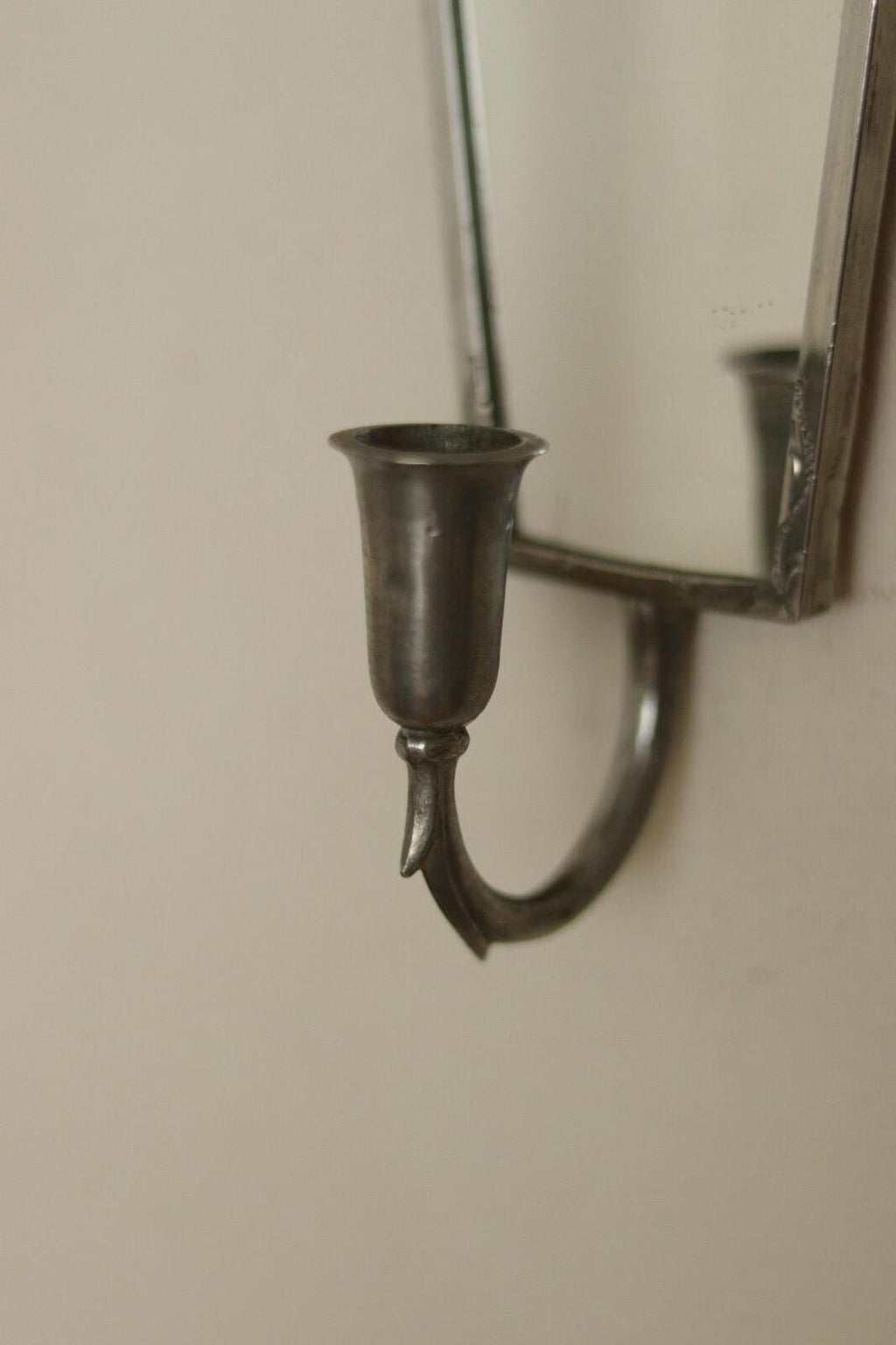 Pair of Mid Century Swedish Pewter Sconces with Mirror By Svenskt - Tenn