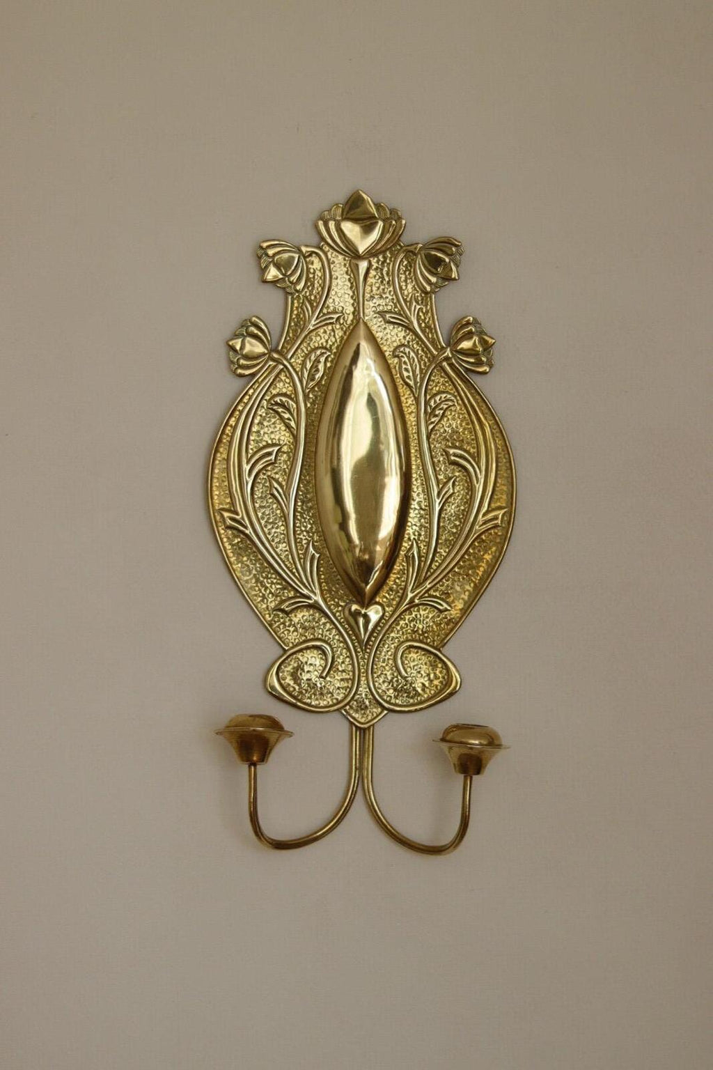 Pair Of Double Arm Art Nouveau Style Swedish Brass Sconces
