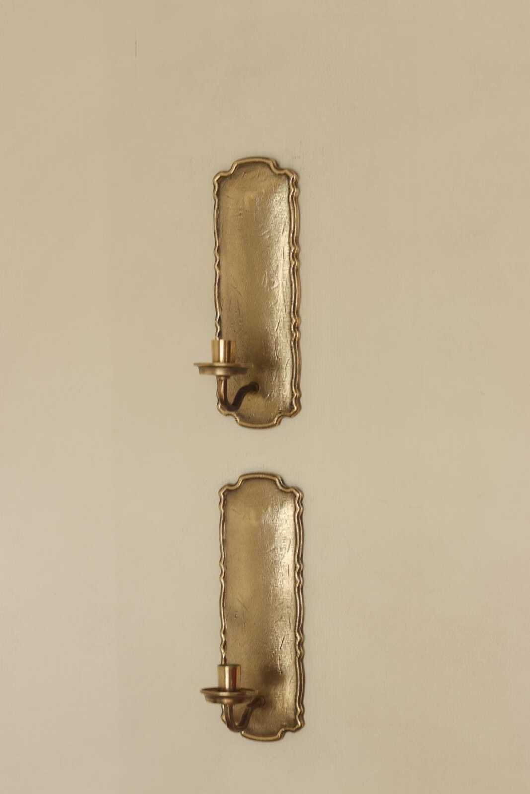 Pair Of Mid Century Style Swedish Brass Sconces by Scandia