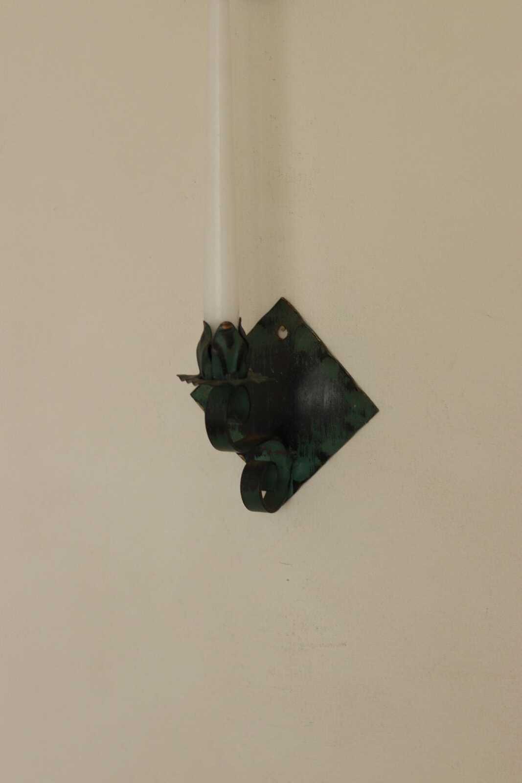 Pair of Vintage Metal/Brass Swedish Verdigris Sconces