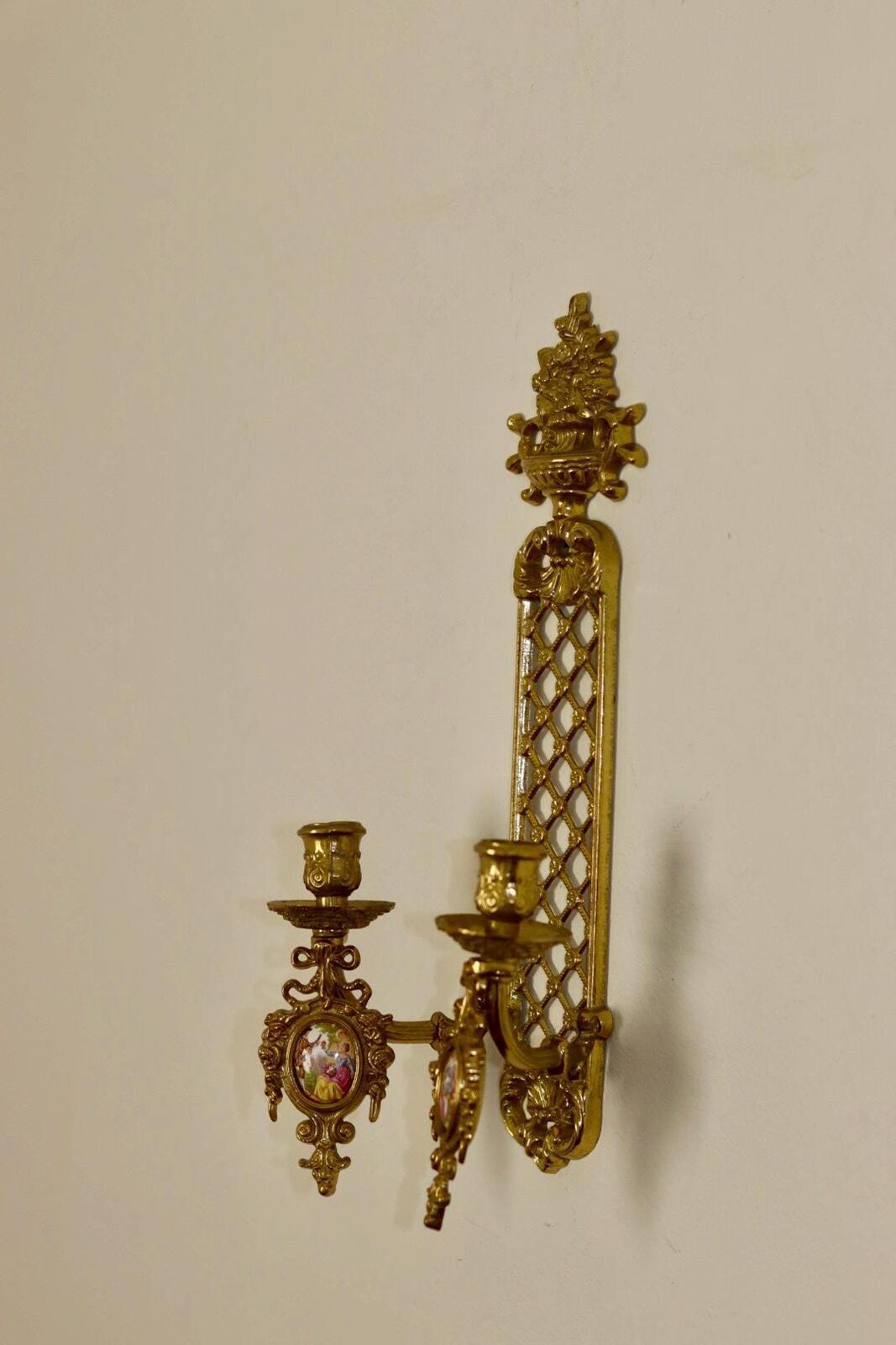Pair Of Vintage French Brass Sconces