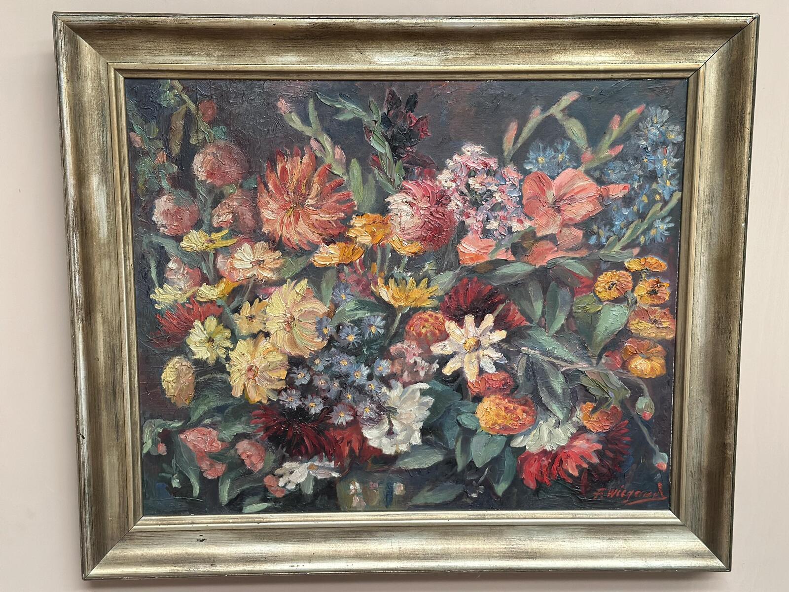 “Still Life with Flowers” by F. Wiegand