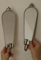 Pair of Mid Century Swedish Pewter Sconces with Mirror By Svenskt - Tenn