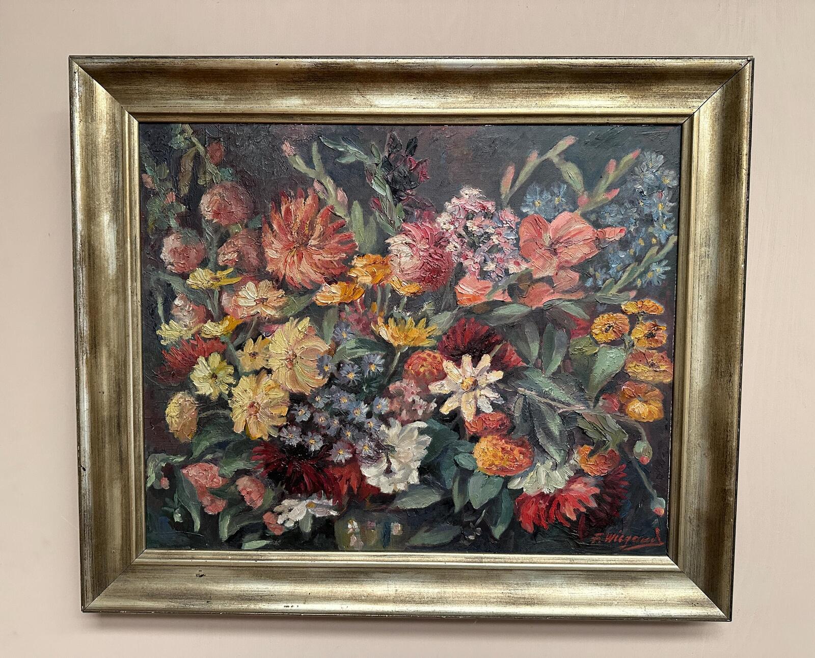 “Still Life with Flowers” by F. Wiegand