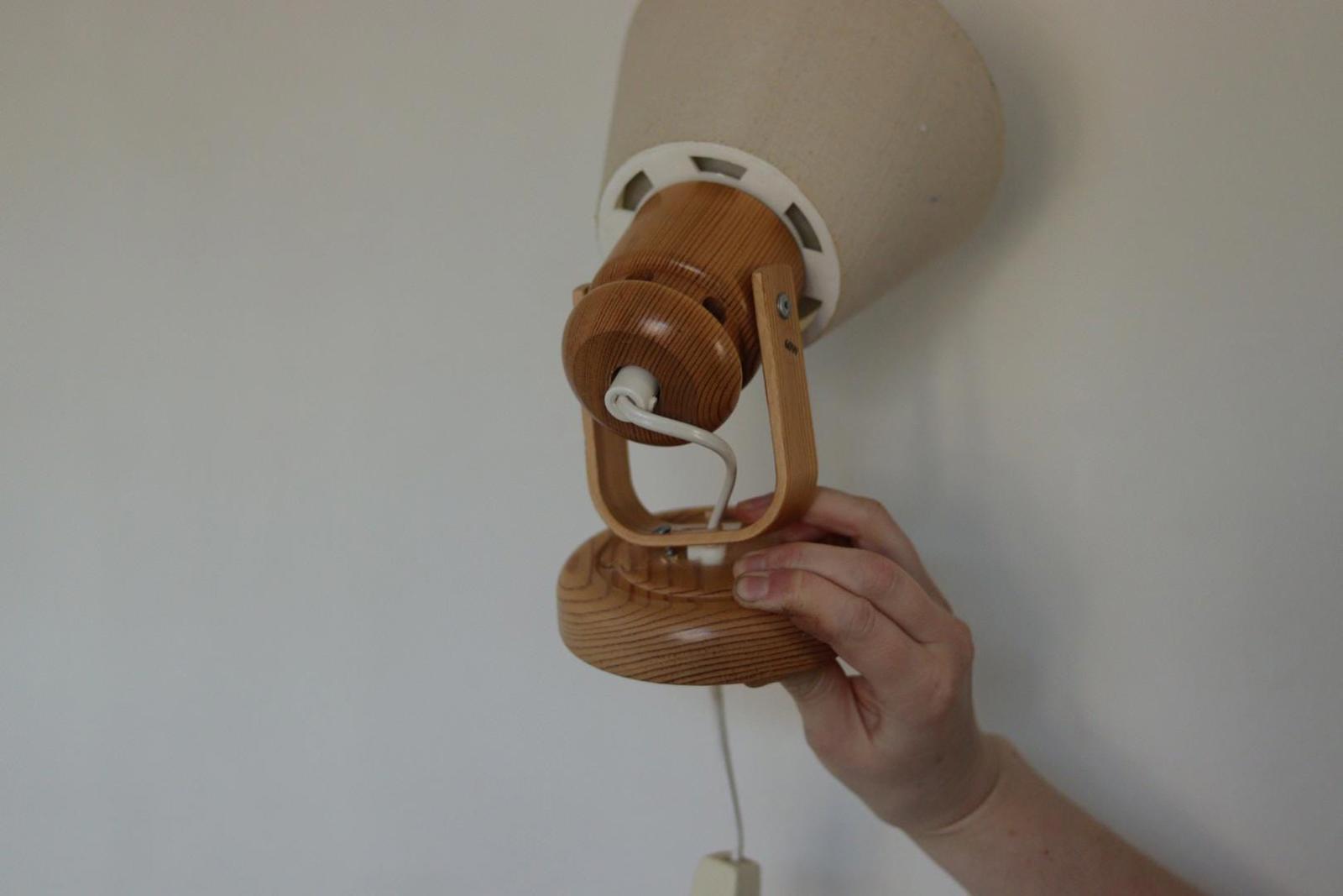 Pair of Vintage Wall Lamps by Solbackens Svarveri, Sweden, 1970s - Pine Wood