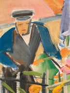 “Figure by a Fence with Flowers” by Carl Gunne